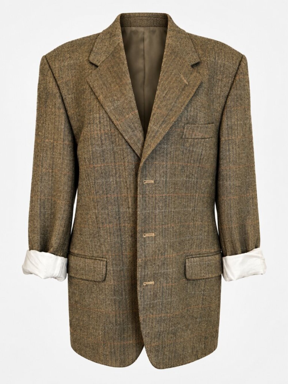 Vintage Enrico Herringbone Tweed Oversized Boyfriend Blazer Brown XL